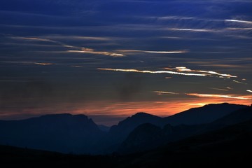 in the evening on the Bucegi mountains