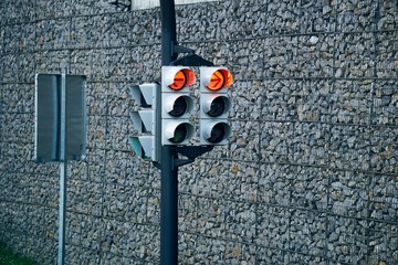 traffic light in the street in Bilbao city in Spain,  traffic light in the road