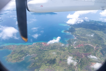 Naklejka na ściany i meble Beautiful Philippine scenery from an airplane