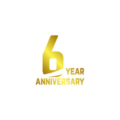 6 Year Anniversary Logo Vector Template Design Illustration