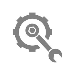 wrench with gear, wrench with hand , work tool icon