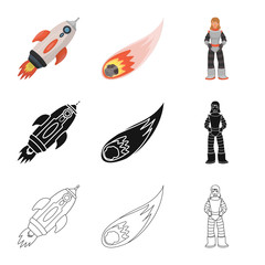 Fototapeta premium Vector design of astronomy and technology sign. Set of astronomy and sky stock symbol for web.