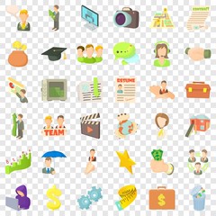 Fototapeta premium Team career icons set. Cartoon style of 36 team career vector icons for web for any design