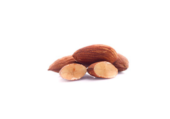 group of almonds isolated on white