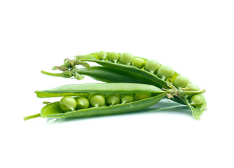 Fresh peas isolated on white background