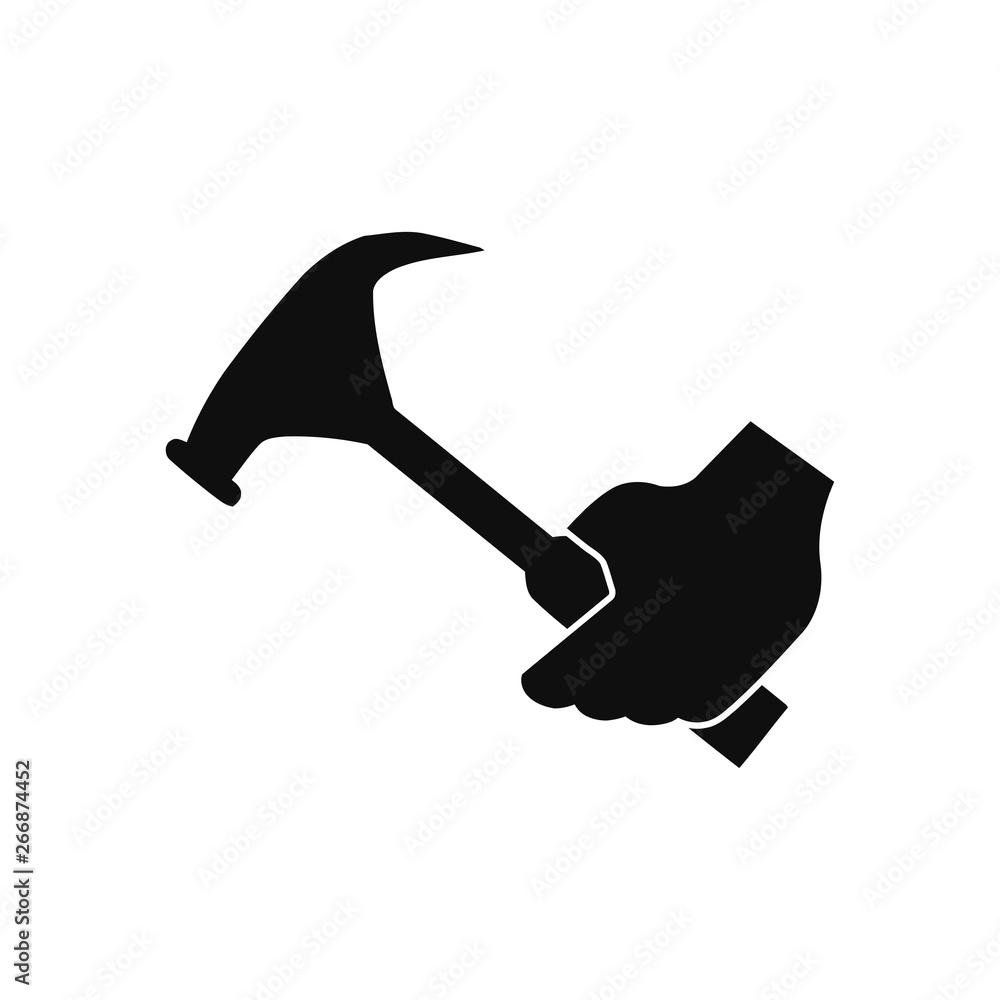 Canvas Prints hammer with hand , hammer with gear , service tool , work tool icon