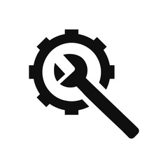 wrench with gear, wrench with hand , service tool , work  tool icon 