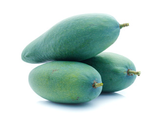 fresh green mango fruit isolated on white background