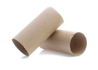 Leftover tissue paper roll on white isolate background