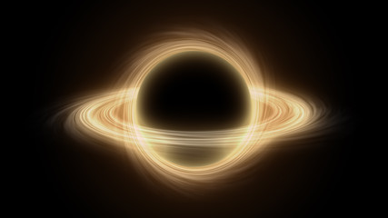 supermassive black hole in outer space, computer graphic simulation of black hole