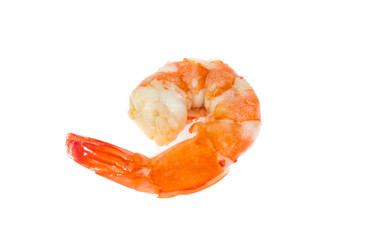 Cooked shrimps isolated on white background