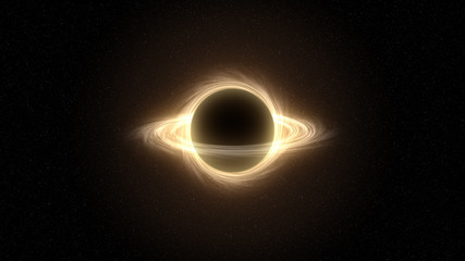 supermassive black hole in outer space, computer graphic simulation of black hole - obrazy, fototapety, plakaty