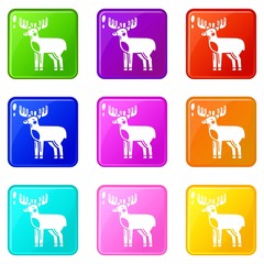 Elk icons set 9 color collection isolated on white for any design