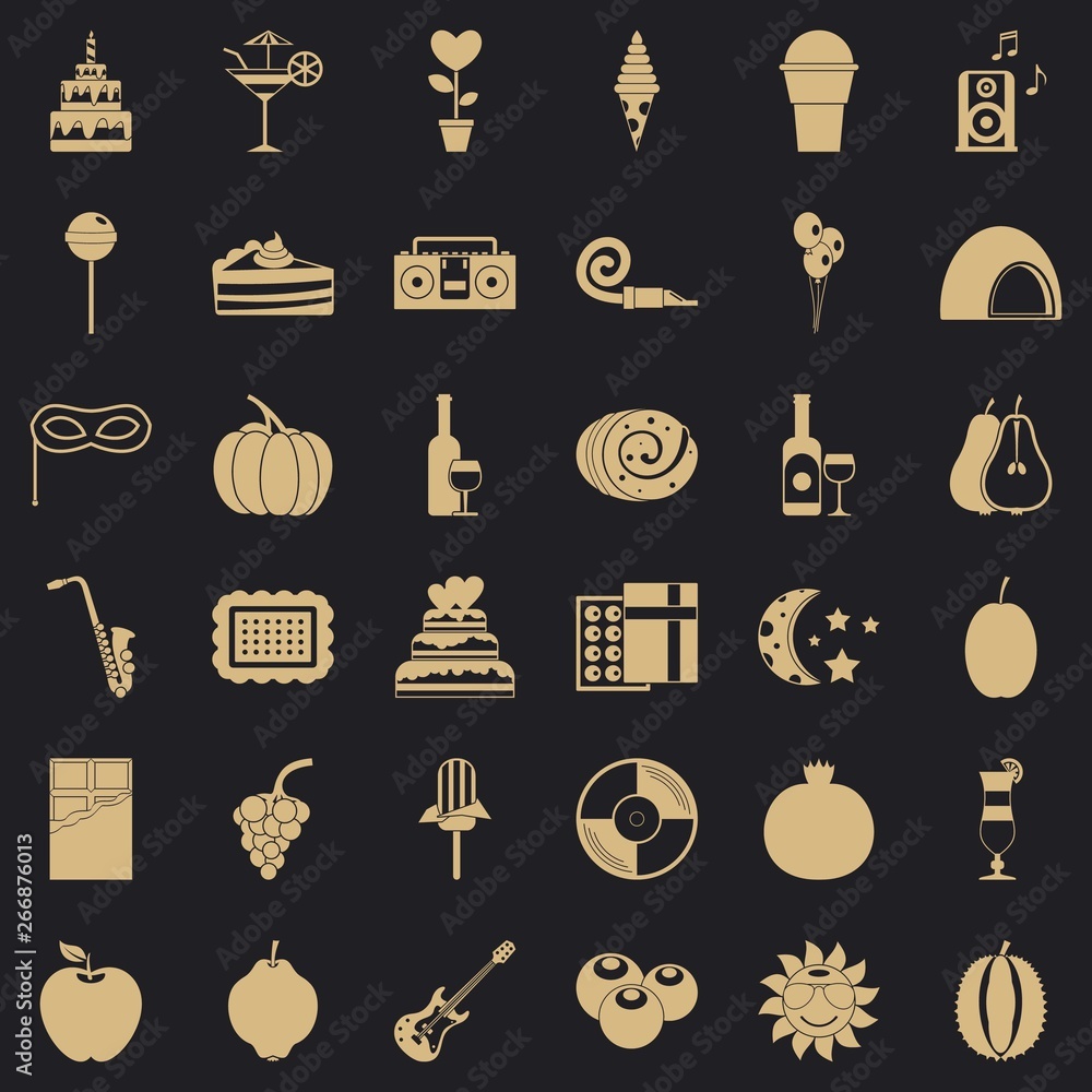Poster surprise icons set. simple style of 36 surprise vector icons for web for any design