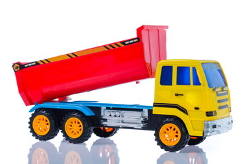 Color toy car. Isolated on white background