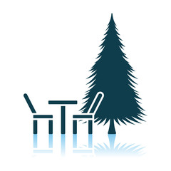 Park Seat And Pine Tree Icon