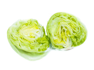 Green Iceberg lettuce on White Background