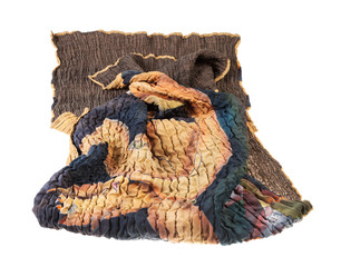 crumpled stitched scarf from brown silk batik