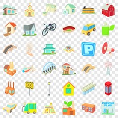 City transport icons set. Cartoon style of 36 city transport vector icons for web for any design