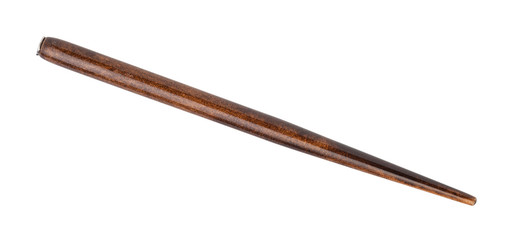 empty brown wooden straight nib holder isolated