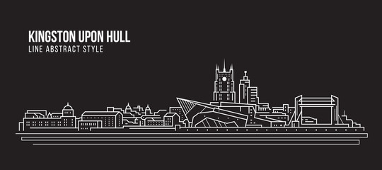 Cityscape Building Line art Vector Illustration design -  Kingston upon hull city