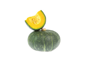 Green pumpkin isolated on the white background