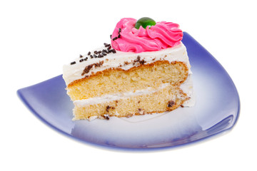 slice cake isolated on write background