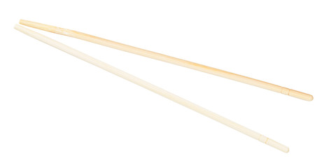 carved disposable wooden chopsticks isolated