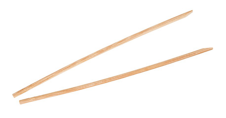 disposable brown wooden chopsticks isolated
