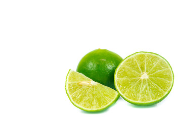 copy space green lemon isolated on white
