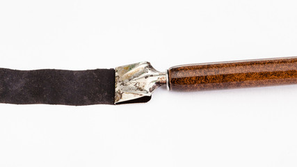 dip pen drawing black line by wide nib close up