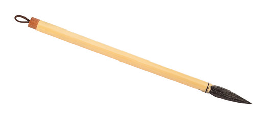 bamboo paint brush with black colored tip isolated