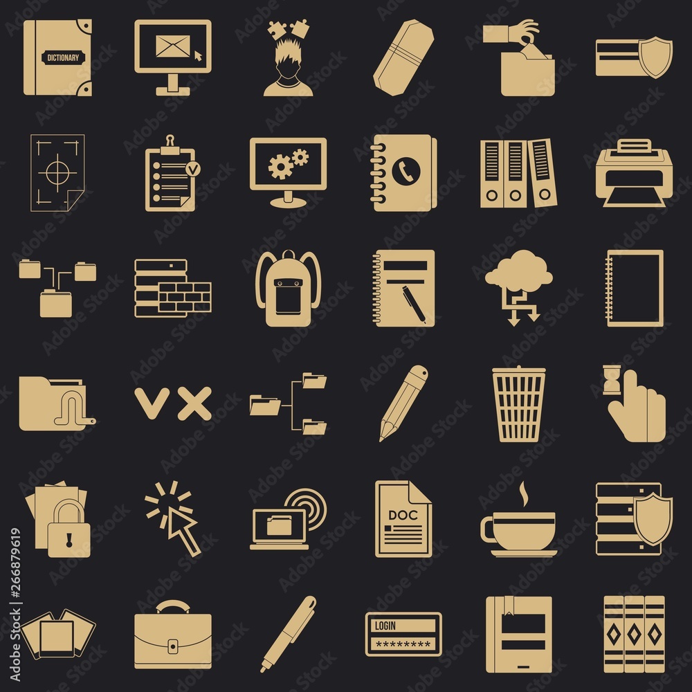 Poster calculator icons set. simple style of 36 calculator vector icons for web for any design