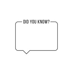 Black outline frame with did you know text. Concept of wonder, fun fact or interesting knowledge. Flat trendy logotype element or design element isolated on white background.