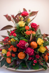 Beautiful bouquet of different types of flowers.