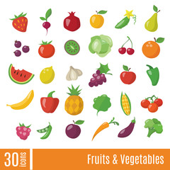 Fruits and Vegetables infographic icons set in flat style