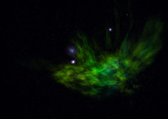 Star field in space and a nebulae. 3D rendering