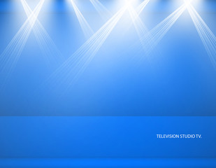 Naklejka premium Studio background. Vector empty blue studio for your design, spotlight. Vector graphics