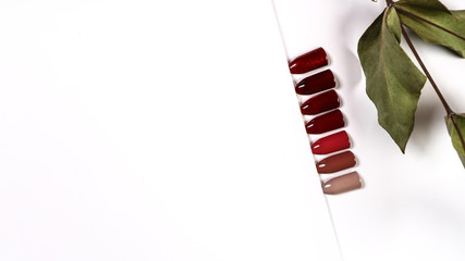 the color of Polish for manicure shades of brown and beige shades. design for nails. testers nail Polish. Fashion manicure. Shiny gel lacquer. feminine nail art. Selective focus. Copy space