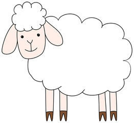 Cartoon sheep clipart. Vector icon.