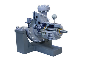 modern pump for liquefied gas close-up. Cross-section of the pump.