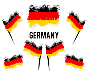 German flag developing in the wind. Germany colorful brush strokes painted national country Vector national flag. Painted texture.