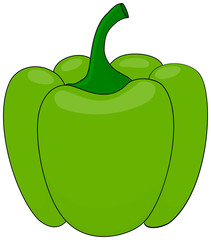 Green bell pepper clipart. Cartoon vector illustration.