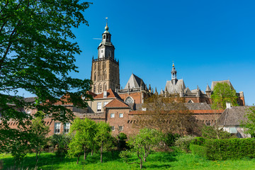 Skyline of Zutphen, The Netherlands. with tower of Walburg Church, Walburgiskerk