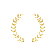 Golden circular laurel or olive greek wreath vector isolated on white background.