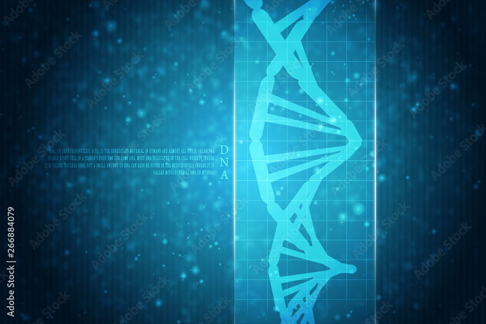 Poster 2d render of dna structure, abstract background