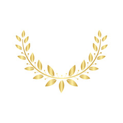 Golden laurel or olive Greek wreath for awards and certification vector isolated.