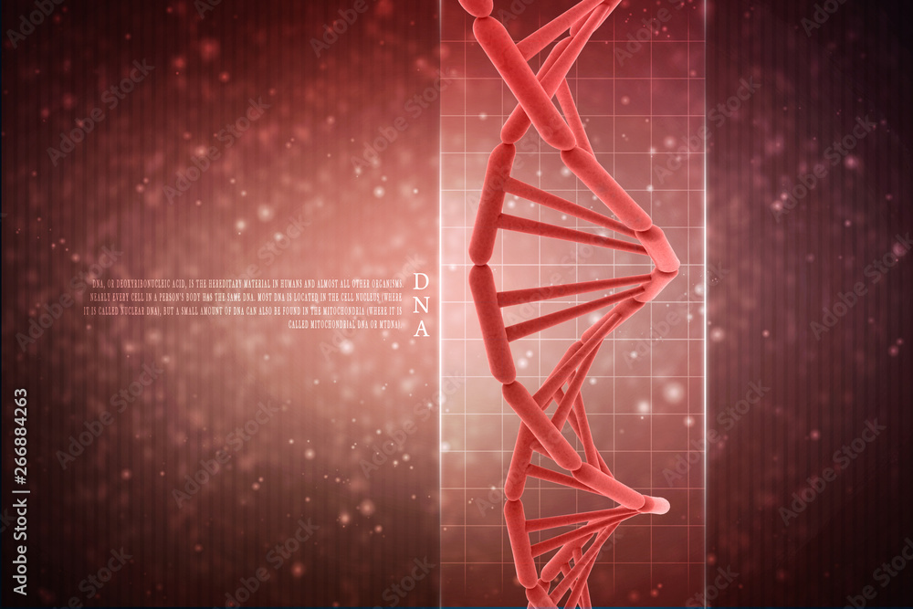 Poster 3d render of dna structure, abstract background