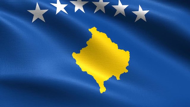 Realistic flag of Kosovo, Seamless looping with highly detailed fabric texture, 4k resolution