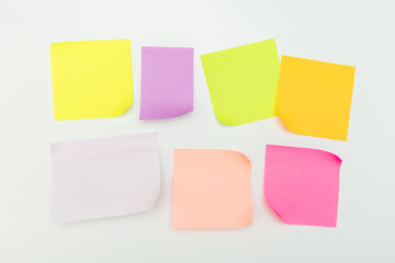 set of colour  paper stick note on a white background